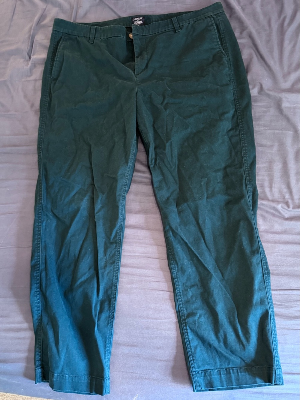 J Crew Factory High-Rise Girlfriend Chino, Women’s 18, Deep green